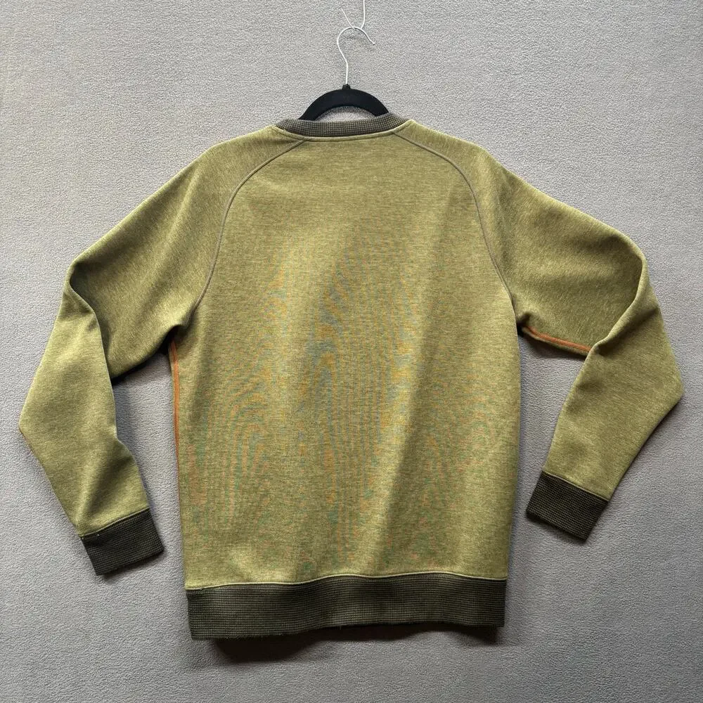 Prana Halgren Pullover Long Sleeve Crew Mens M Cargo Green Heather Zipper Pocket